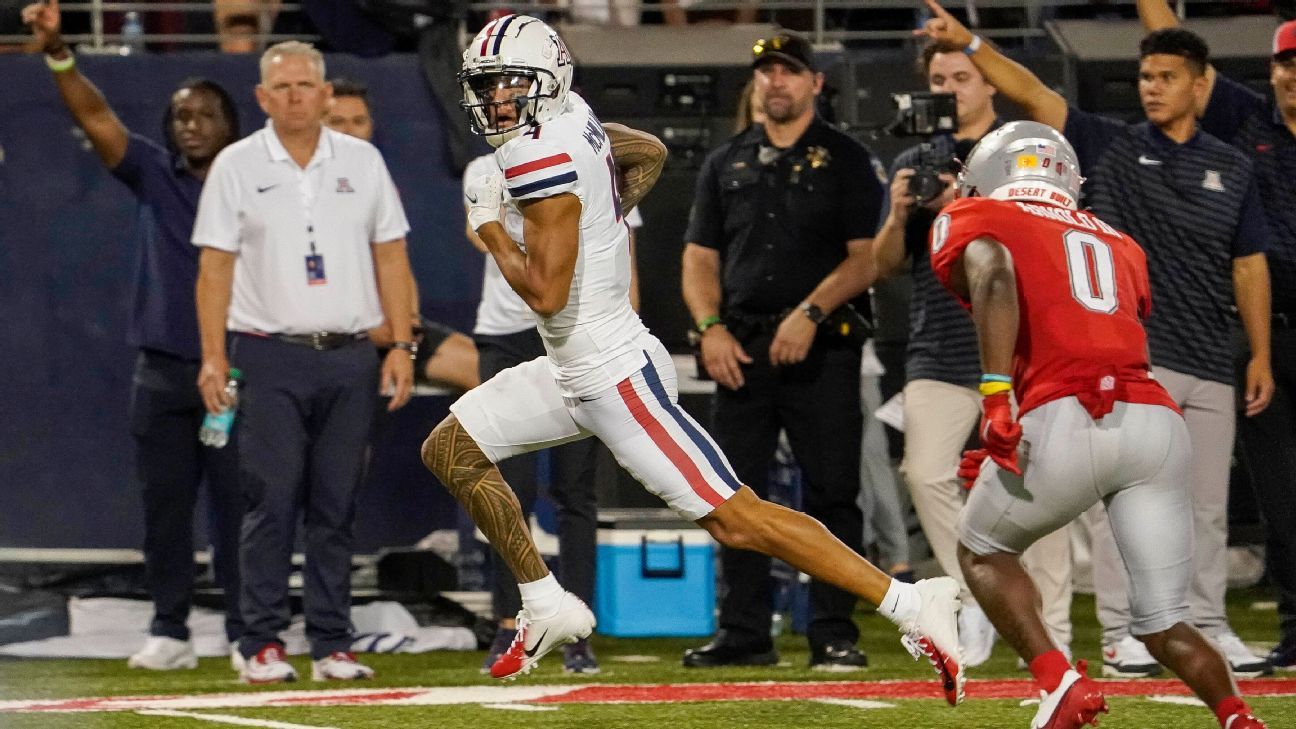 Arizona's Tetairoa McMillan has 304 yards, 4 TDs in blowout win