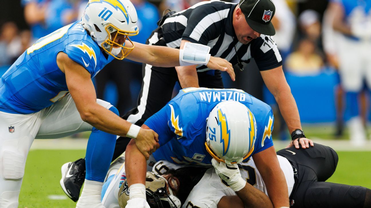 Chargers hail Bradley Bozeman's response to Saints' illegal hit