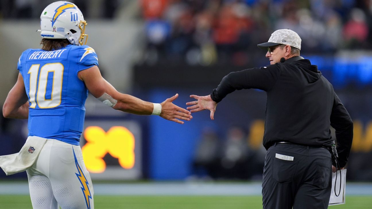 Chargers shake Bengals late, note difference under Jim Harbaugh