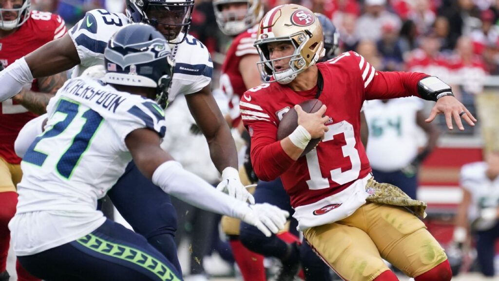 49ers QB Brock Purdy dealing with right shoulder soreness