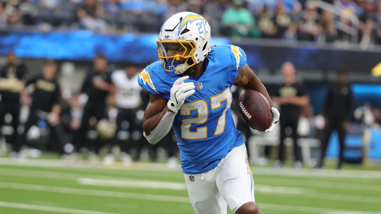 Chargers RB J.K. Dobbins ruled out with knee injury against Ravens