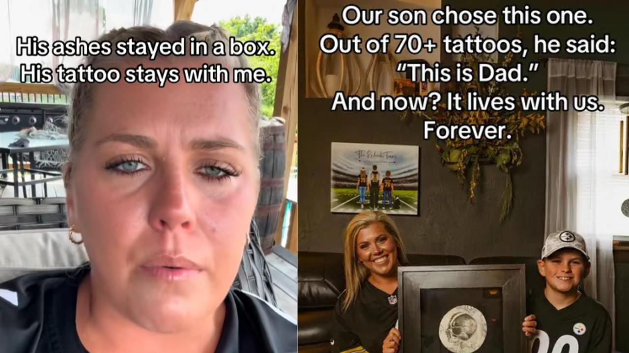 West Virginia Woman Goes Viral After Framing Late Husband’s Tattooed Skin • Hollywood Unlocked